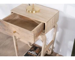 Table de chevet style épuré et rétro en manguier 