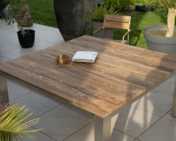 Table de jardin carrée 160 cm en teck 
