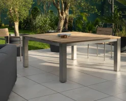 Table de jardin carrée 160 cm en teck 