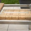 Table de jardin extensible 160 à 220 cm design contemporain "Melta" en teck et acier inoxydable