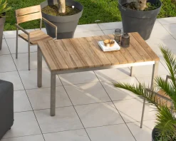 Table de jardin extensible 160 à 220 cm design contemporain 