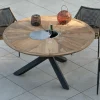 Table de jardin haut de gamme "Hélios" avec plateau rosace et seau à glace intégré