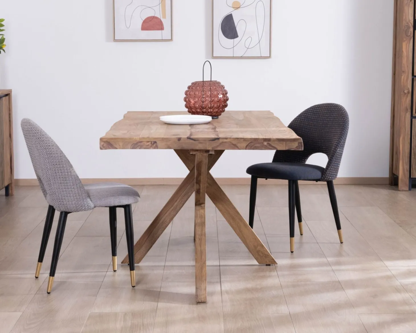 Table de repas 180 cm plateau naturel et pieds croix "Enoa" 100% palissandre