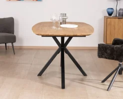 Table de repas bateau en teck recyclé et pieds mikado 