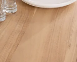Table de repas carrée 140 cm en acacia et pieds mikado métal 