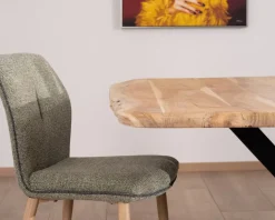 Table de repas carrée 140 cm en acacia et pieds mikado métal 