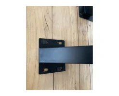 Table de repas carrée 120 cm en acacia et pieds croix métal "3D"