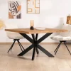 Table de repas carrée en teck pied métal 130 cm "Zenia"