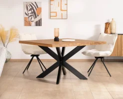 Table de repas carrée en teck pied métal 130 cm "Zenia"