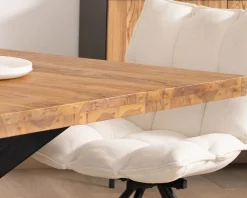 Table de repas carrée en teck pied métal 130 cm 
