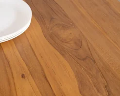 Table de repas carrée en teck pied métal 130 cm 