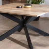 Table de repas carrée extensible style industriel manguier et métal "Haden" 140x140-220cm