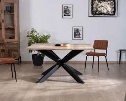 Table de repas carrée extensible style industriel manguier et métal 