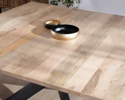 Table de repas carrée extensible style industriel manguier et métal 