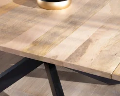 Table de repas carrée extensible style industriel manguier et métal 