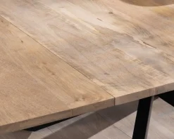Table de repas carrée 120x120cm style industriel manguier et métal "Haden" avec extensions