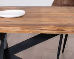 Table de repas contemporaine en bois 200 cm "Olonie" pieds croisés en métal