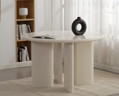 Table de repas contemporaine ronde 120 cm coloris crème 