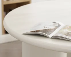Table de repas contemporaine ronde 120 cm coloris crème 