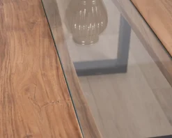 Table de repas en acacia avec centre en verre "Novelli" 175 cm