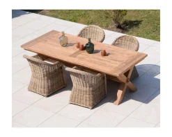 Table de repas en bois de teck recyclé 6/8 personnes 