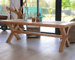 Table de repas en bois de teck recyclé 6/8 personnes 
