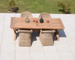 Table de repas en bois de teck recyclé 6/8 personnes 