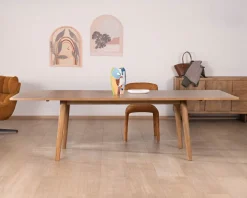 Table de repas extensible esprit rétro 180 cm en manguier massif naturel "Odely"