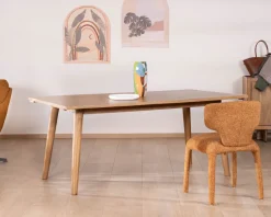 Table de repas extensible esprit rétro 180 cm en manguier massif naturel