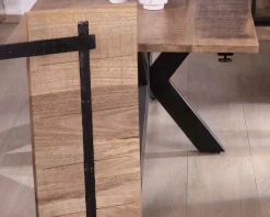 Table de repas extensible 180-260cm pied étoile bois métal "Caractère"