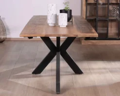 Table de repas extensible 180-260cm pied étoile bois métal 