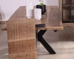 Table de repas extensible 180-260cm pied étoile bois métal 