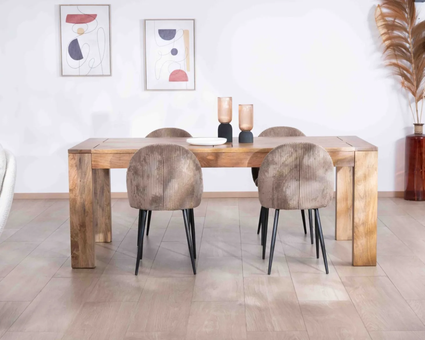Table de repas extensible 200 à 290 cm "Jappy" en manguier foncé