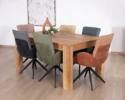 Table de repas extensible en manguier teinte chêne clair "Jappéo" 160 à 250 cm