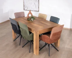 Table de repas extensible en manguier teinte chêne clair
