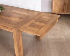 Table de repas extensible en manguier teinte chêne clair