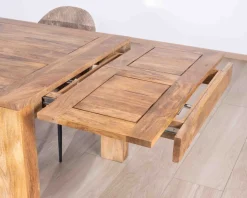 Table de repas extensible en manguier teinte chêne clair