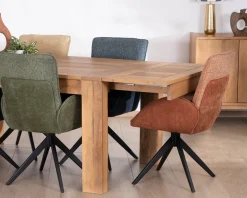 Table de repas extensible en manguier teinte chêne clair