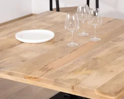 Table de repas industrielle carrée 150x150cm métal et bois 