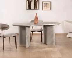 Table de repas ovale 180 cm design moderne et épuré beige "Odyna"