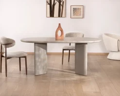 Table de repas ovale 180 cm design moderne et épuré beige "Odyna"