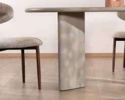 Table de repas ovale 180 cm design moderne et épuré beige 