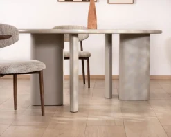 Table de repas ovale 180 cm design moderne et épuré beige 