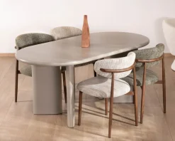Table de repas ovale 180 cm design moderne et épuré beige 