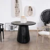 Table de repas ovale 210 cm en teck noir pied central ajouré "Dutipi"