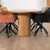 Table de repas ovale 220 cm et pieds ronds cannelés en chêne huilé "Winton" style rétro