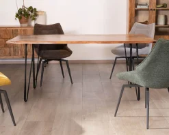 Table de repas épurée et design en acacia et pieds métal "Wendy" 180 cm