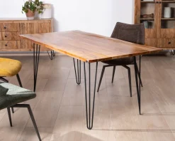 Table de repas épurée et design en acacia et pieds métal "Wendy" 180 cm