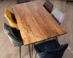 Table de repas épurée et design en acacia et pieds métal 