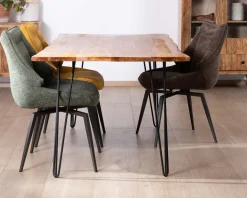 Table de repas épurée et design en acacia et pieds métal 